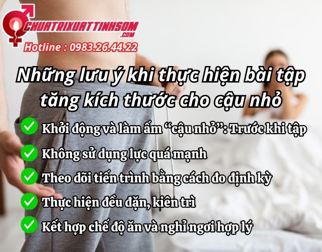 Những lưu ý khi thực hiện bài tập tăng kích thước cho cậu nhỏ